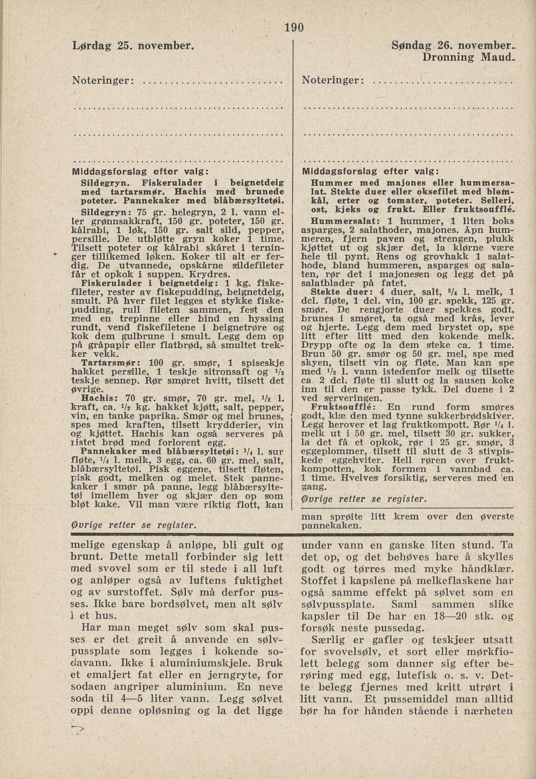 Faksimile av almanakksiden 25. november 1939