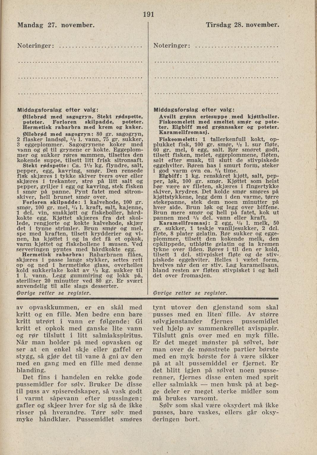 Faksimile av almanakksiden 27. november 1939