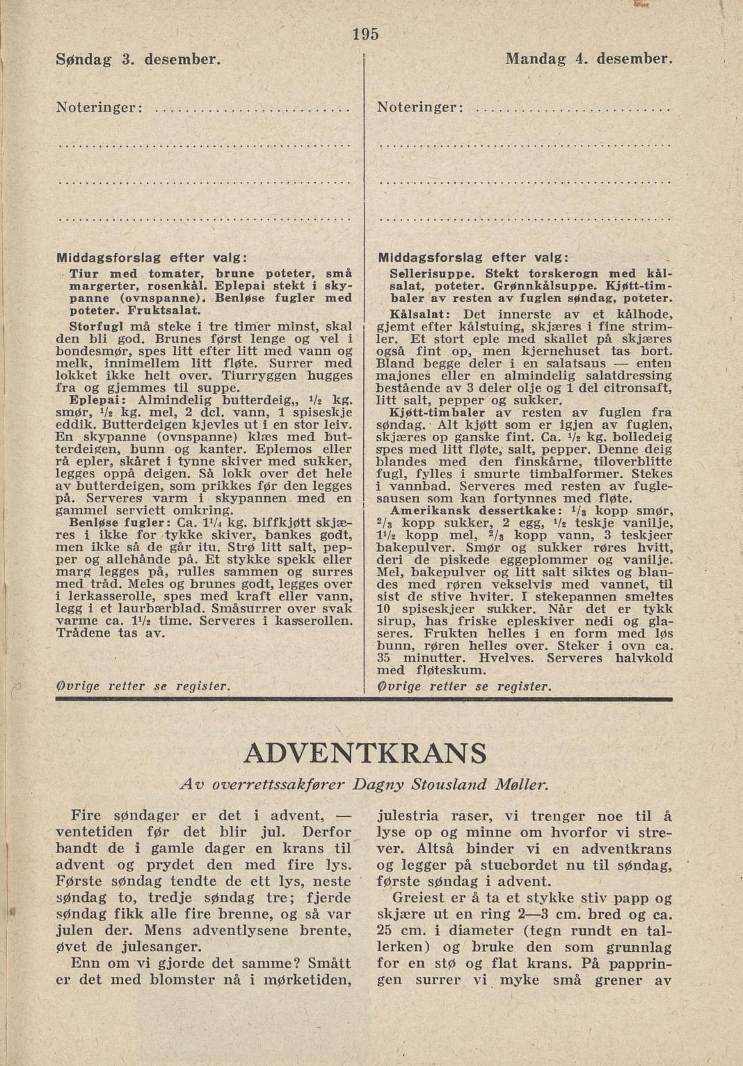Faksimile av almanakksiden 3. desember 1939