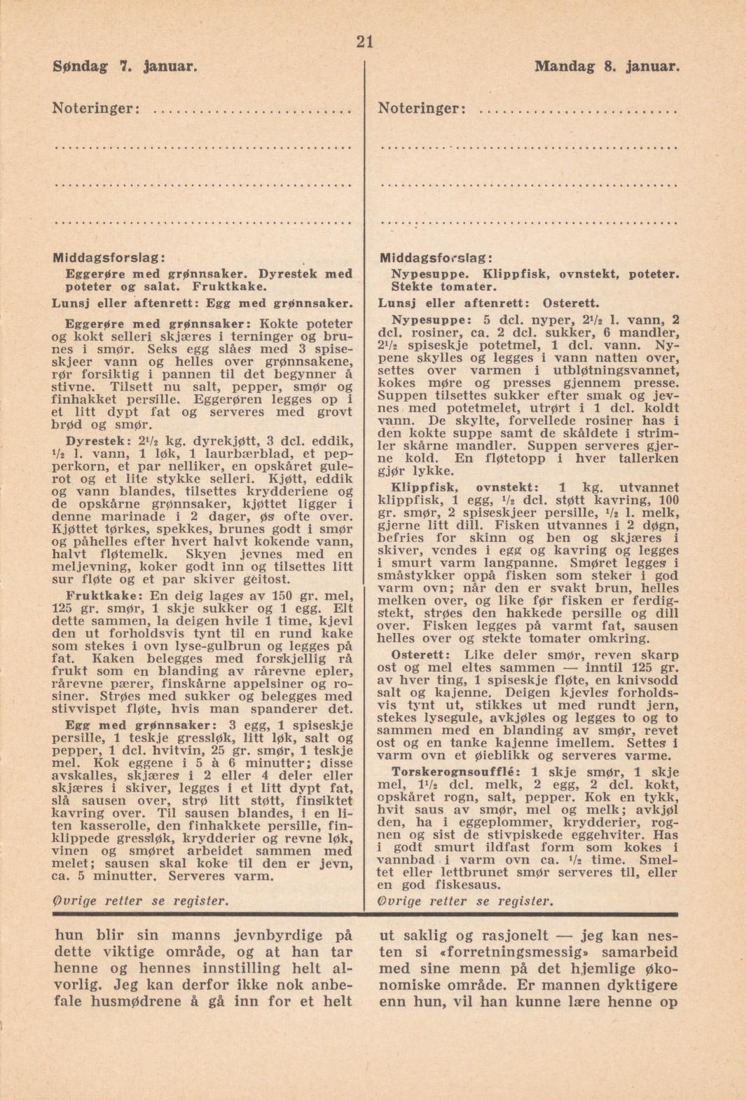 Faksimile av almanakksiden 7. januar 1940