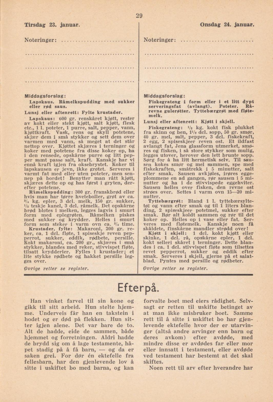 Faksimile av almanakksiden 23. januar 1940