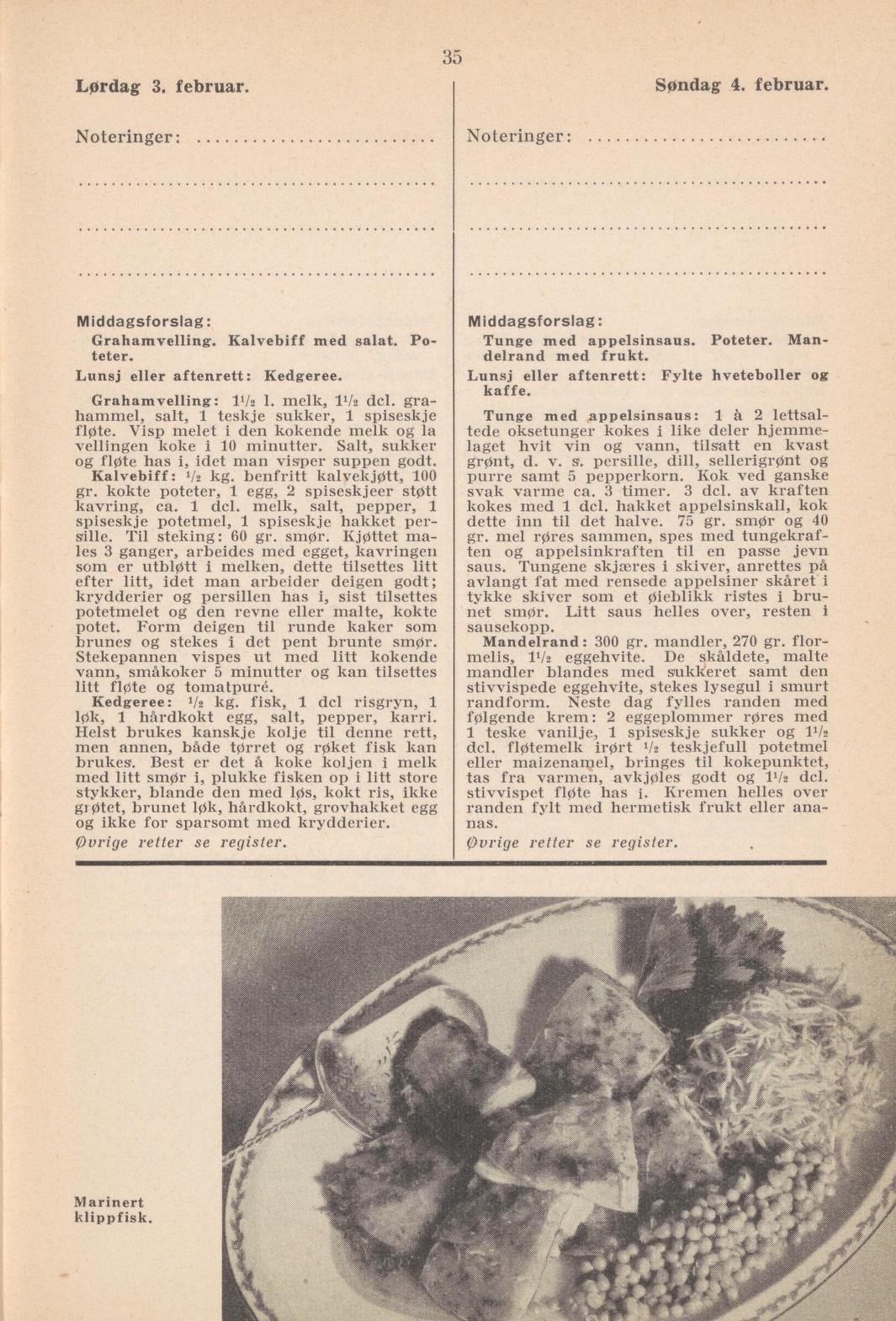 Faksimile av almanakksiden 3. februar 1940