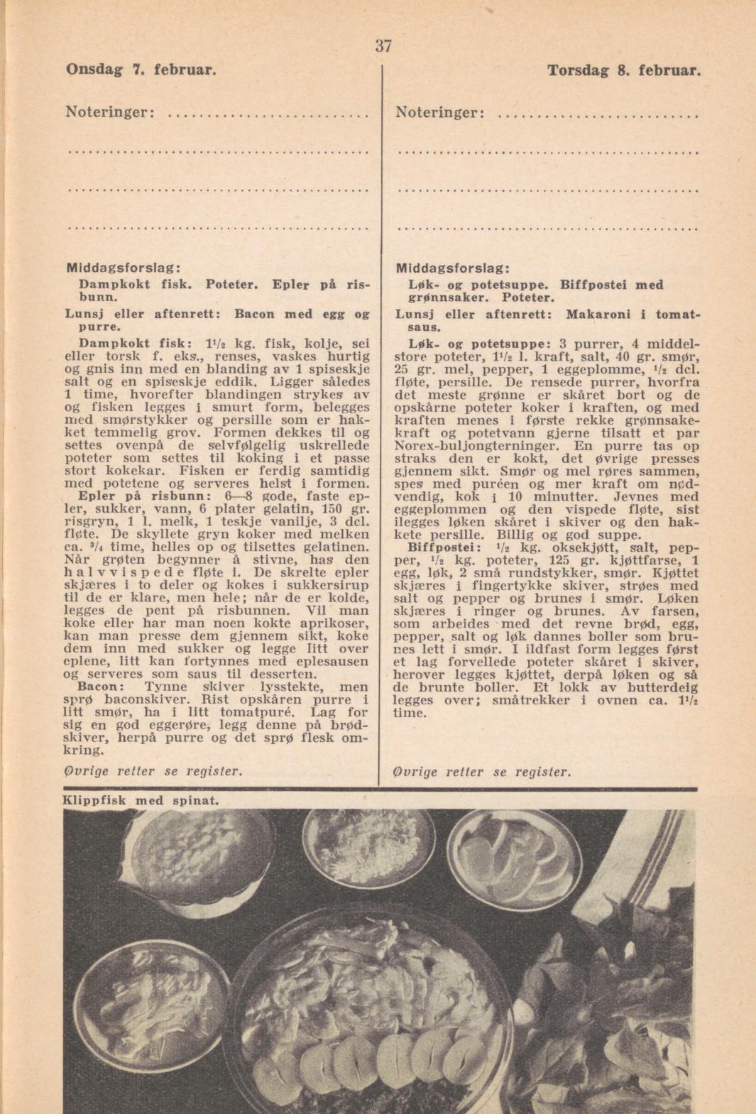 Faksimile av almanakksiden 7. februar 1940