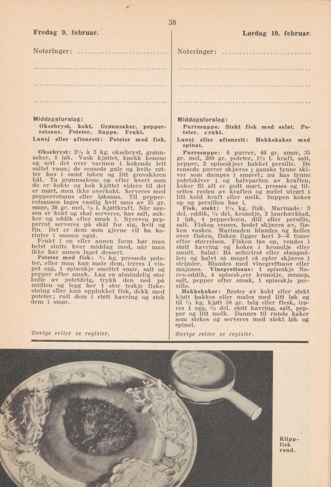 Faksimile av almanakksiden 9. februar 1940