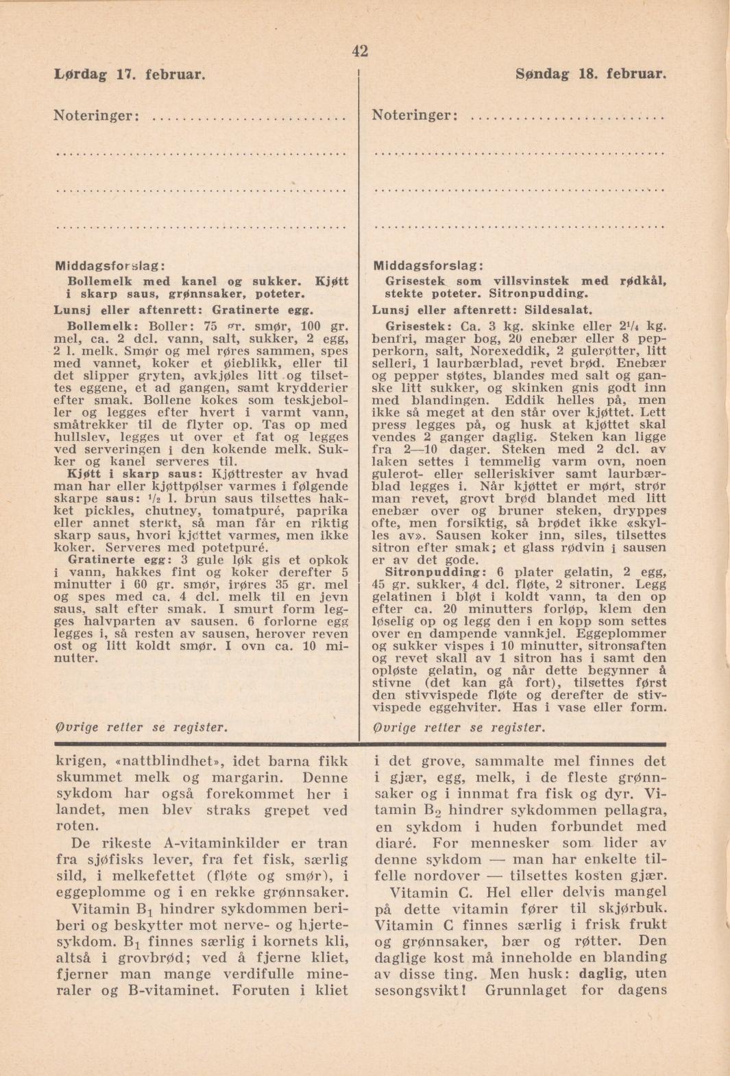 Faksimile av almanakksiden 17. februar 1940