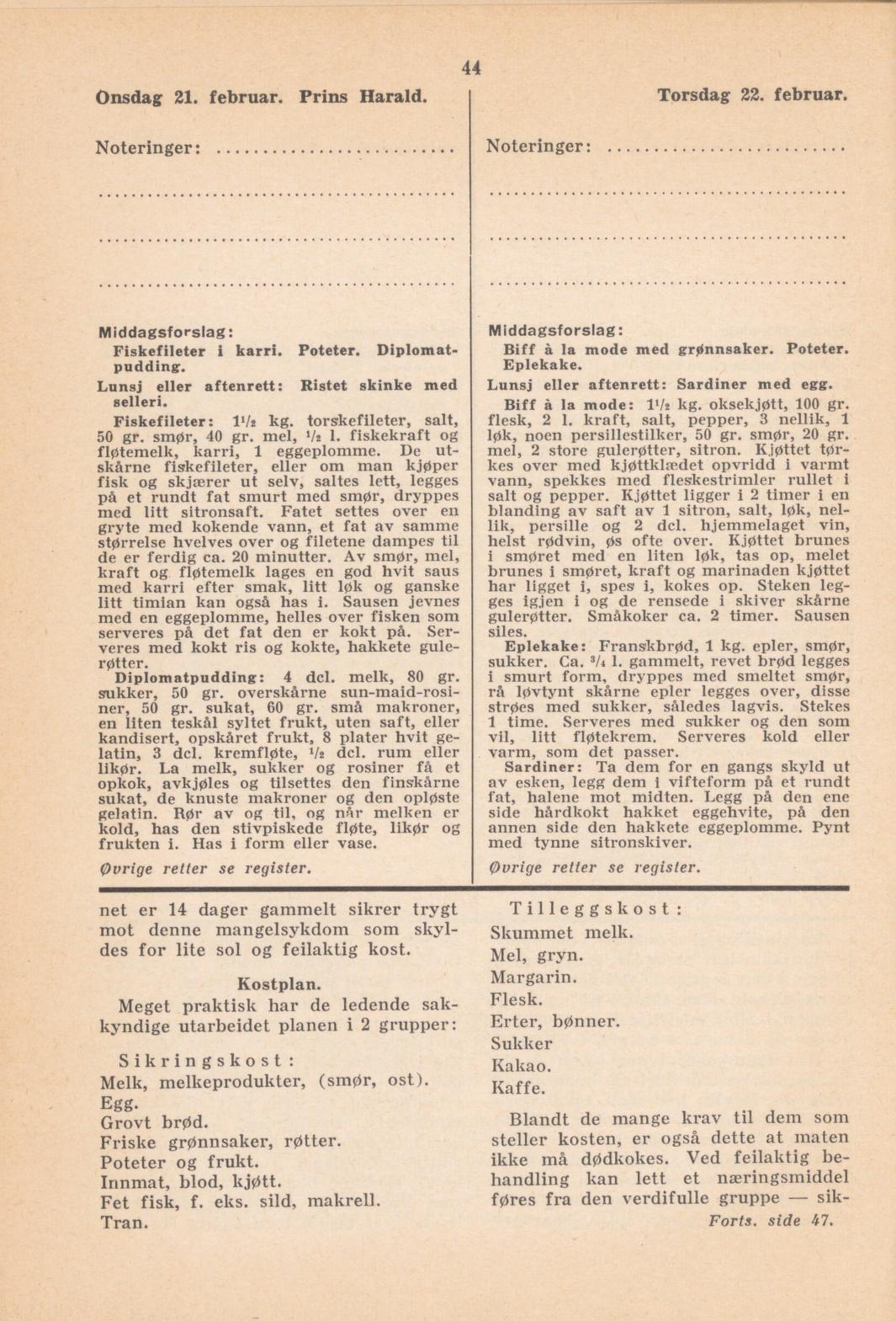Faksimile av almanakksiden 21. februar 1940