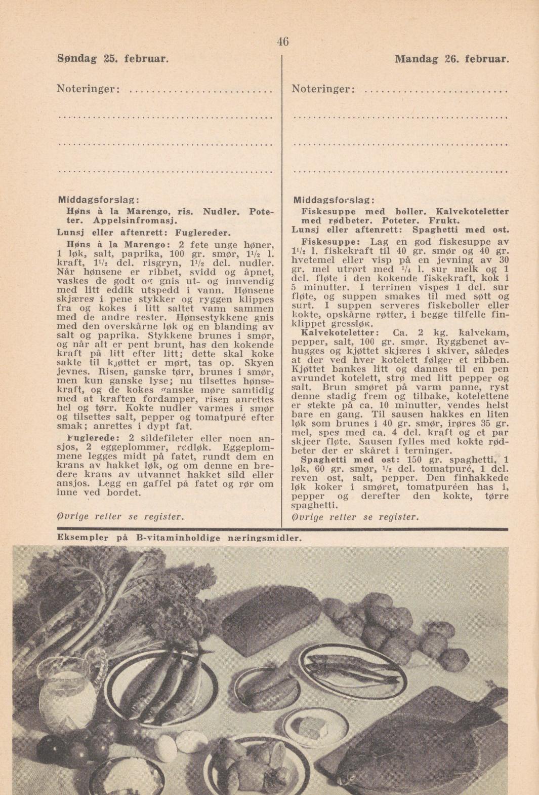 Faksimile av almanakksiden 25. februar 1940