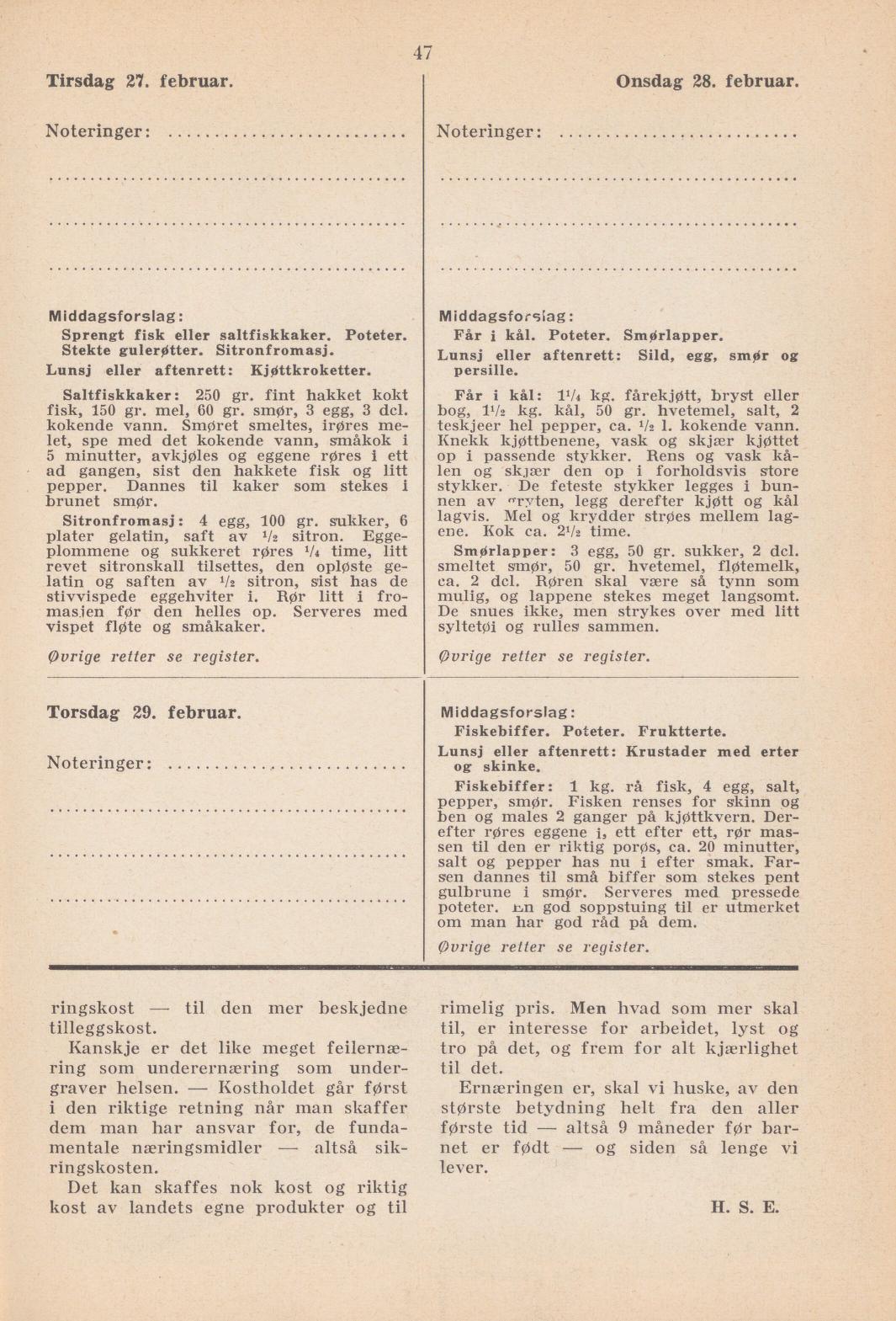 Faksimile av almanakksiden 27. februar 1940