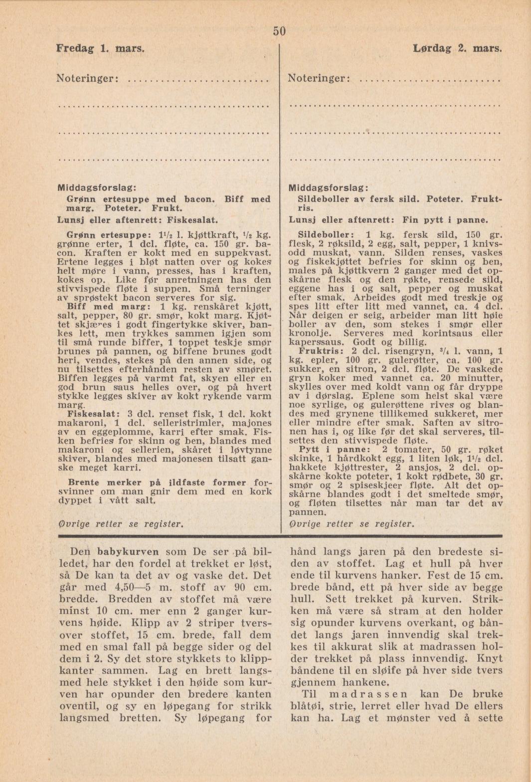 Faksimile av almanakksiden 1. mars 1940