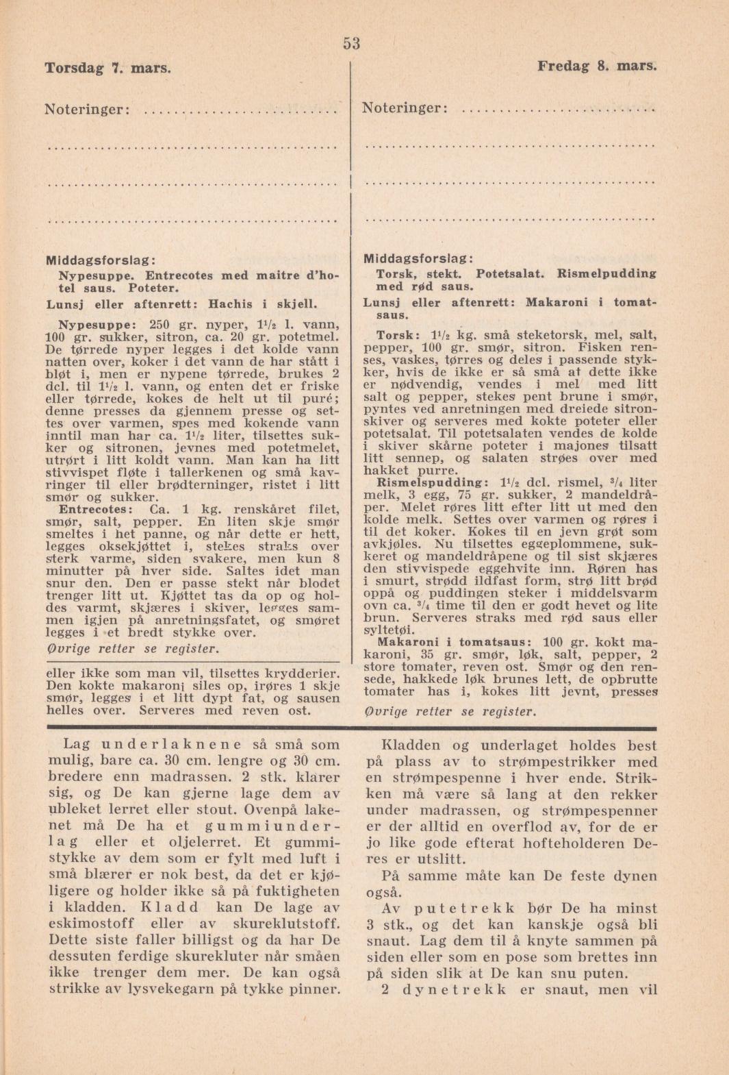 Faksimile av almanakksiden 7. mars 1940