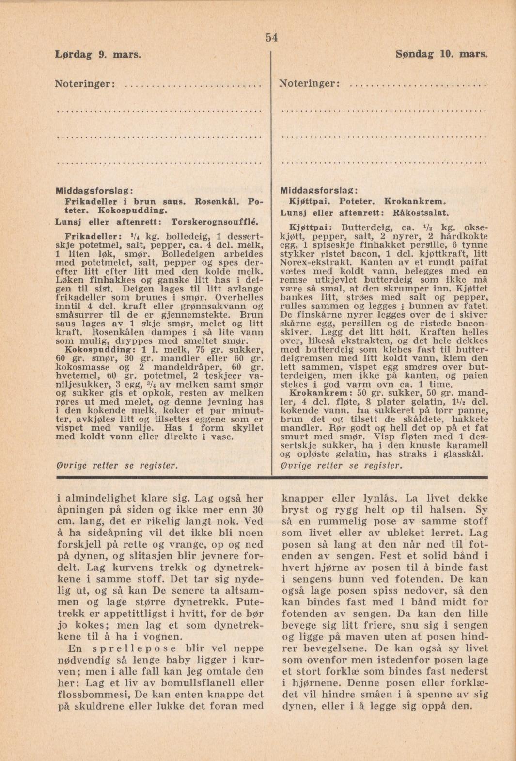 Faksimile av almanakksiden 9. mars 1940