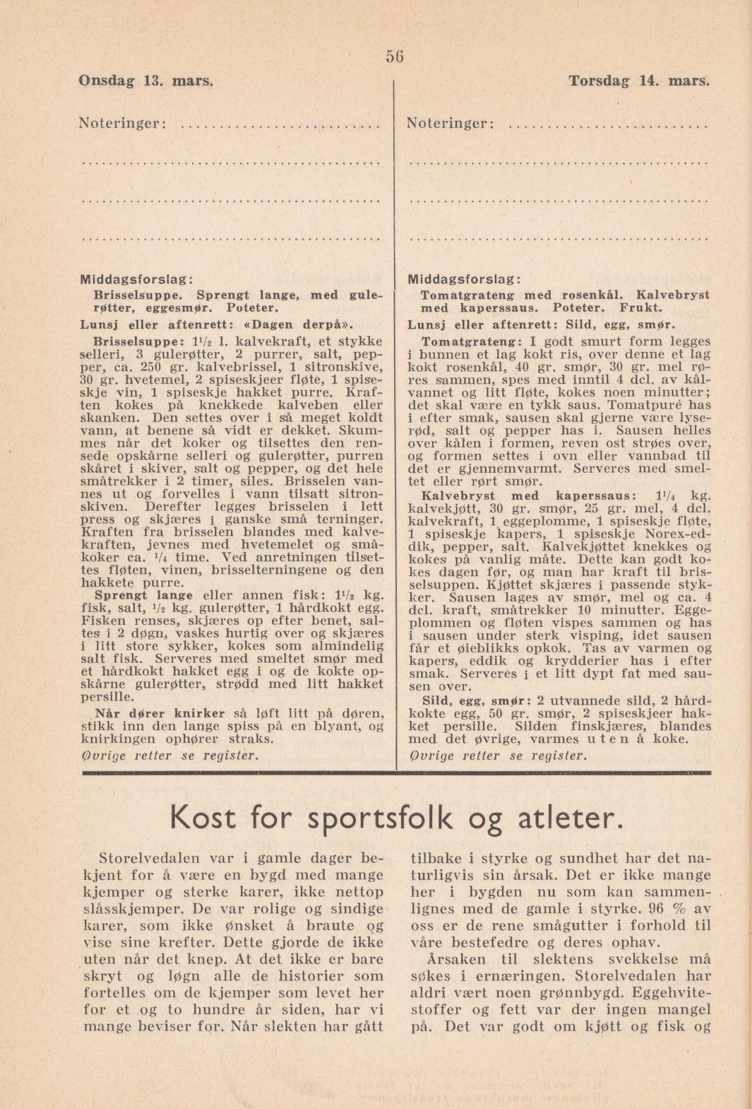 Faksimile av almanakksiden 13. mars 1940