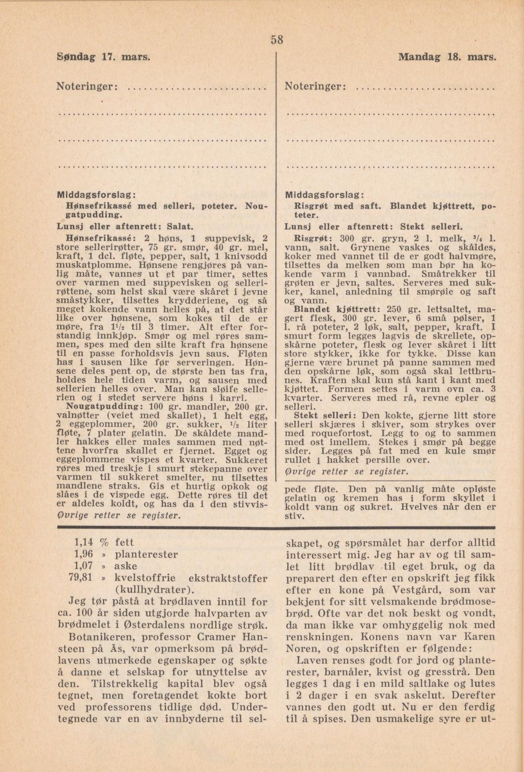 Faksimile av almanakksiden 17. mars 1940