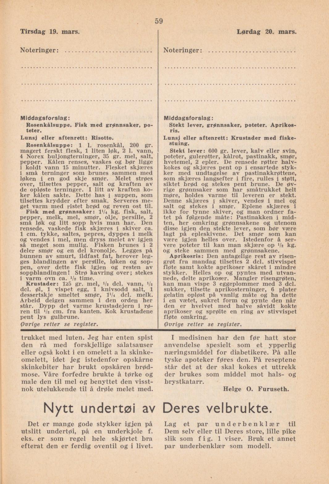 Faksimile av almanakksiden 19. mars 1940