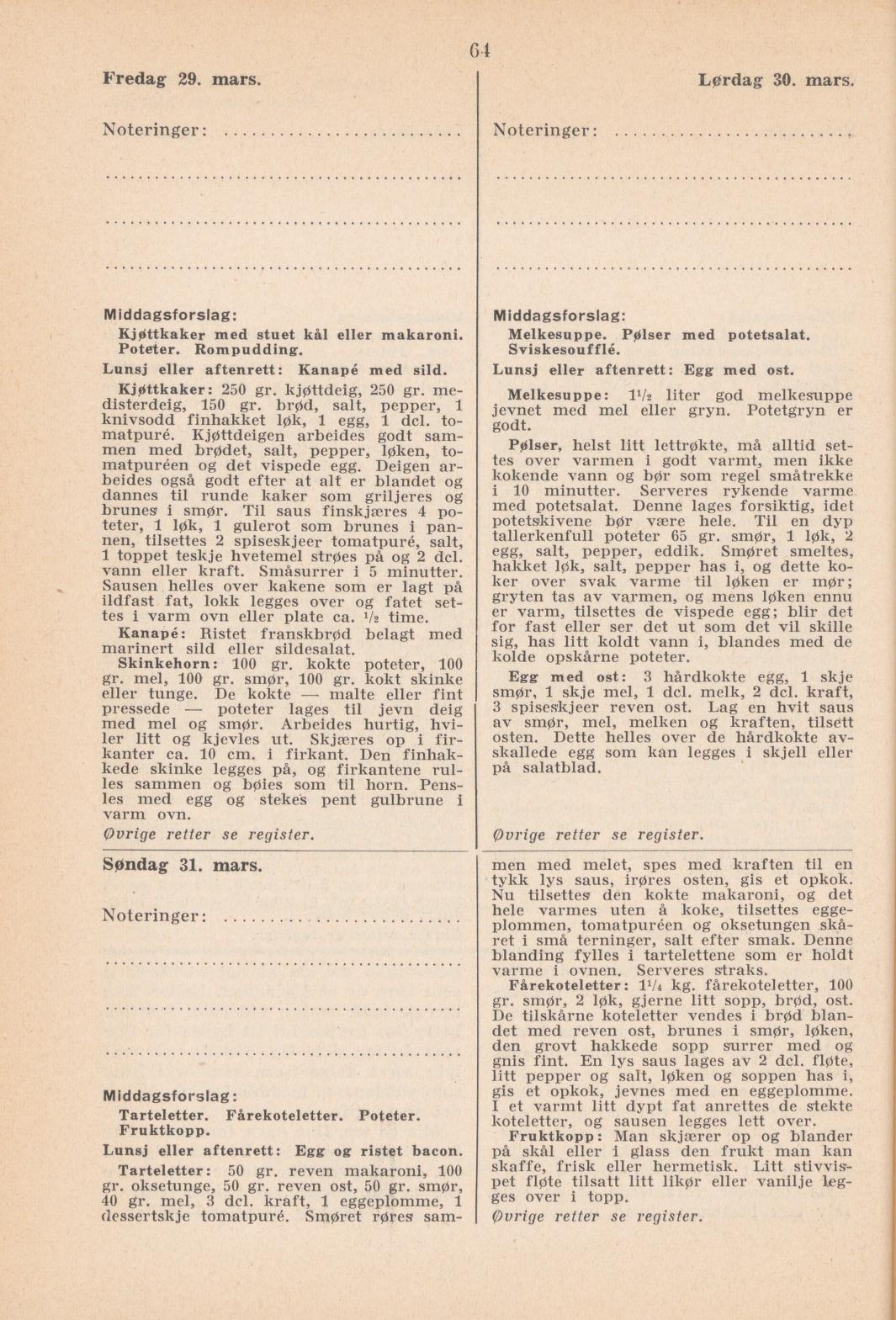 Faksimile av almanakksiden 29. mars 1940