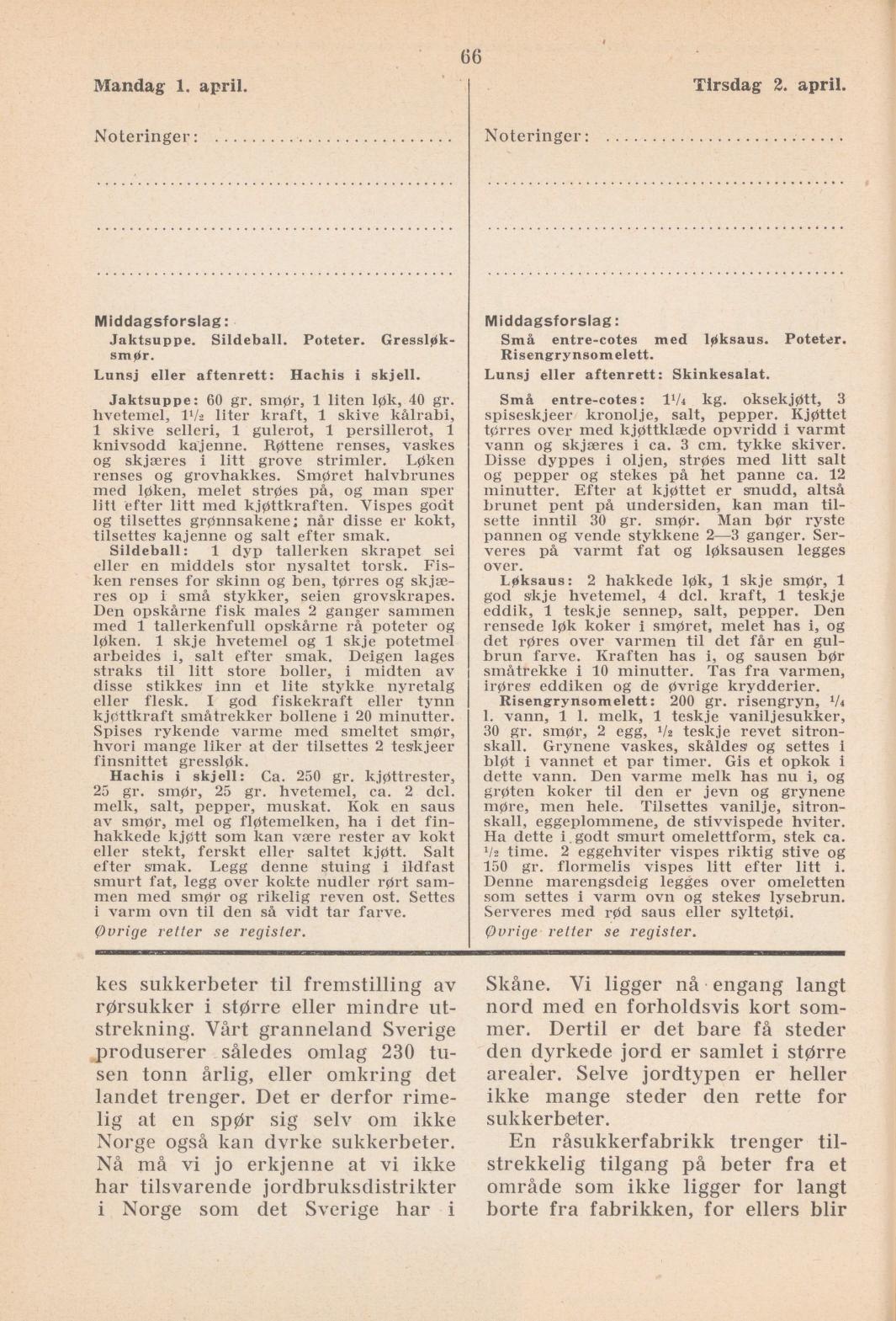 Faksimile av almanakksiden 1. april 1940