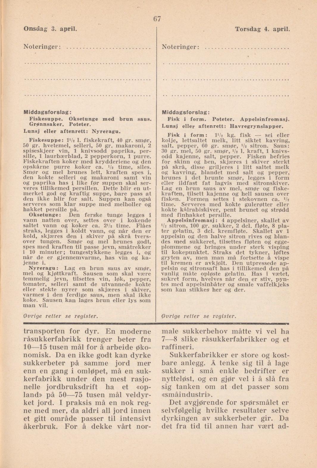 Faksimile av almanakksiden 3. april 1940