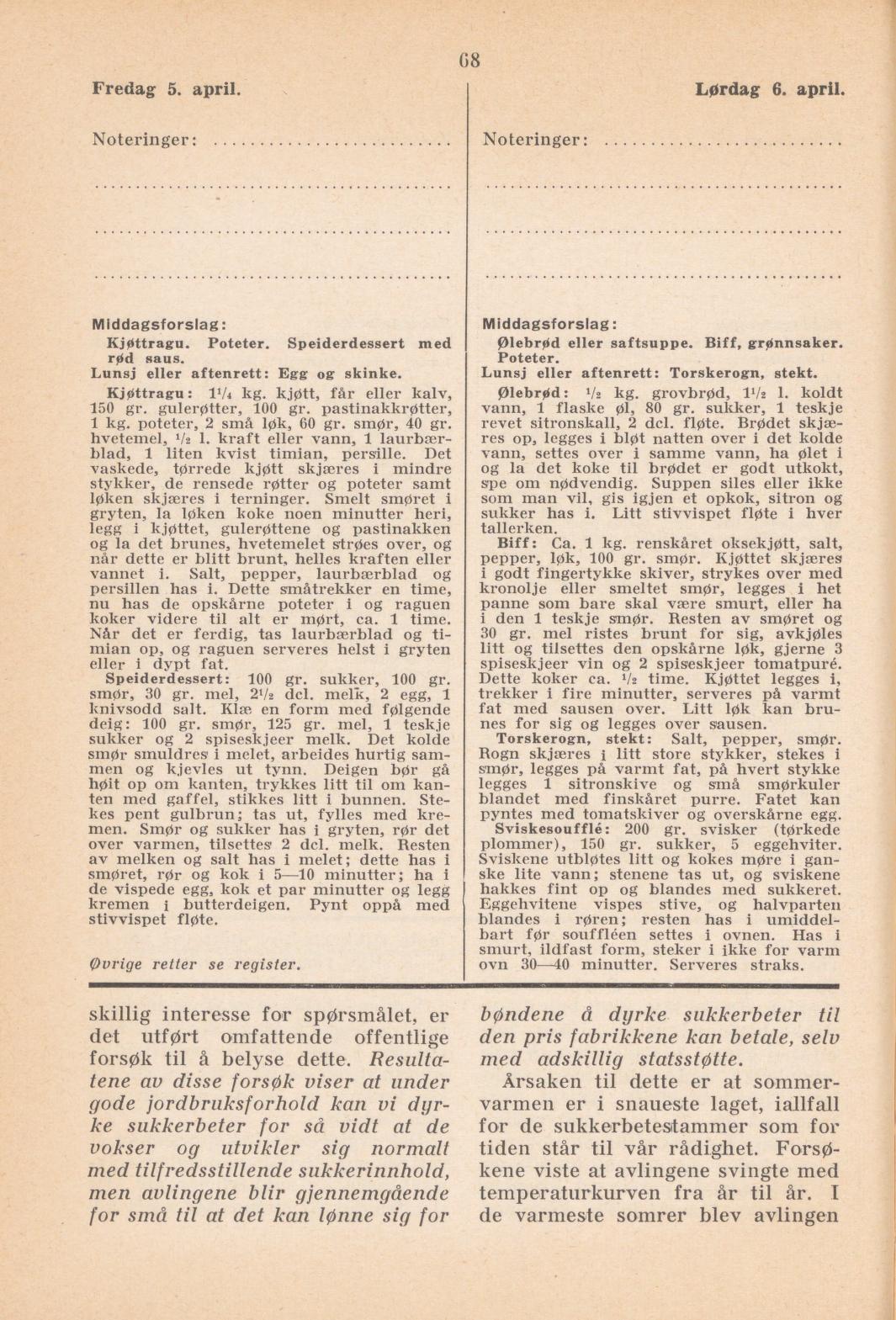 Faksimile av almanakksiden 5. april 1940