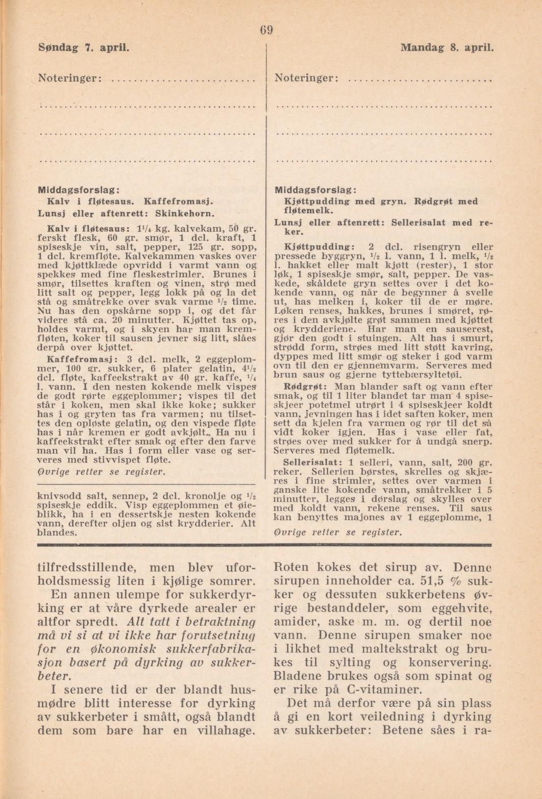 Faksimile av almanakksiden 7. april 1940
