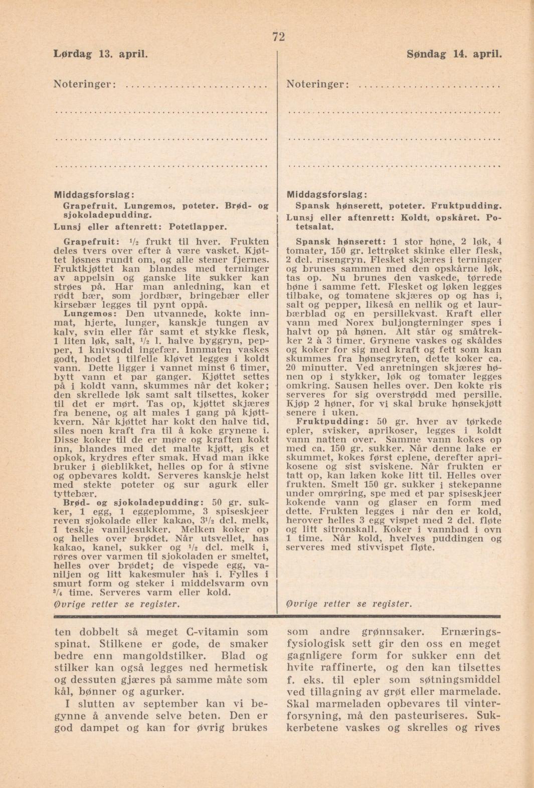 Faksimile av almanakksiden 13. april 1940