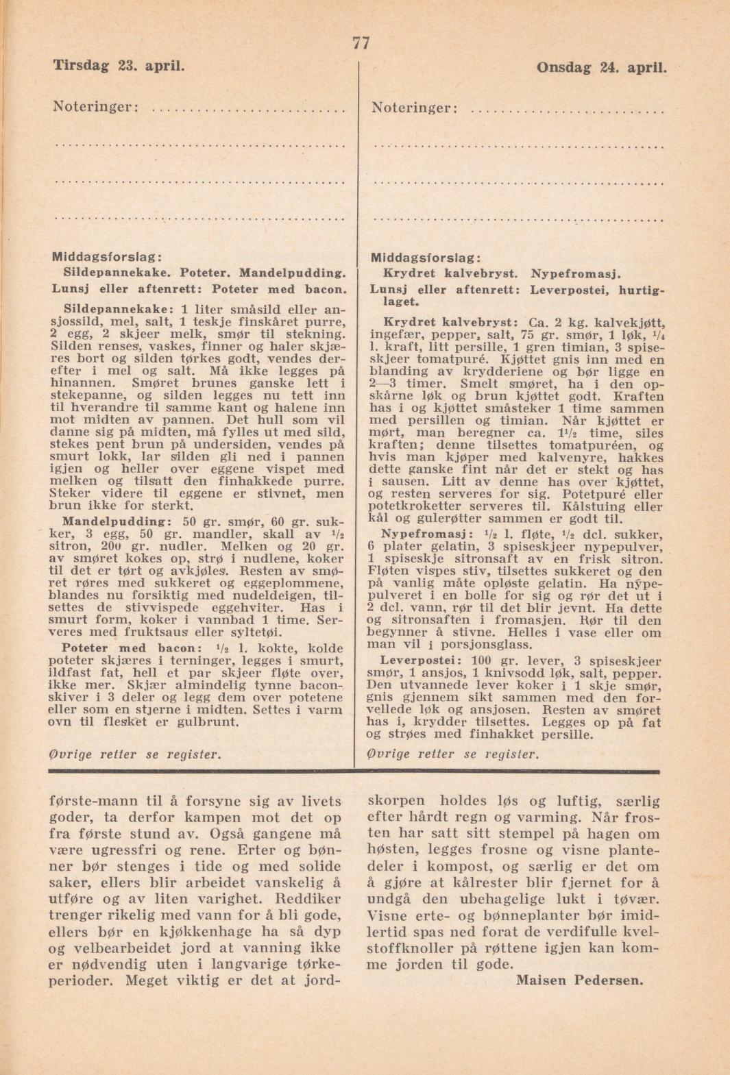 Faksimile av almanakksiden 23. april 1940