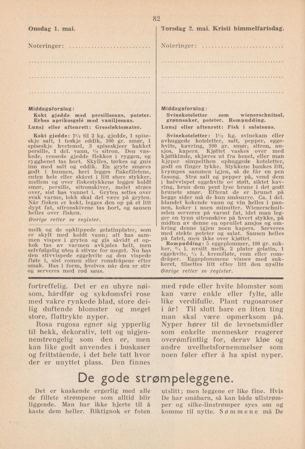 Faksimile av almanakksiden 1. mai 1940