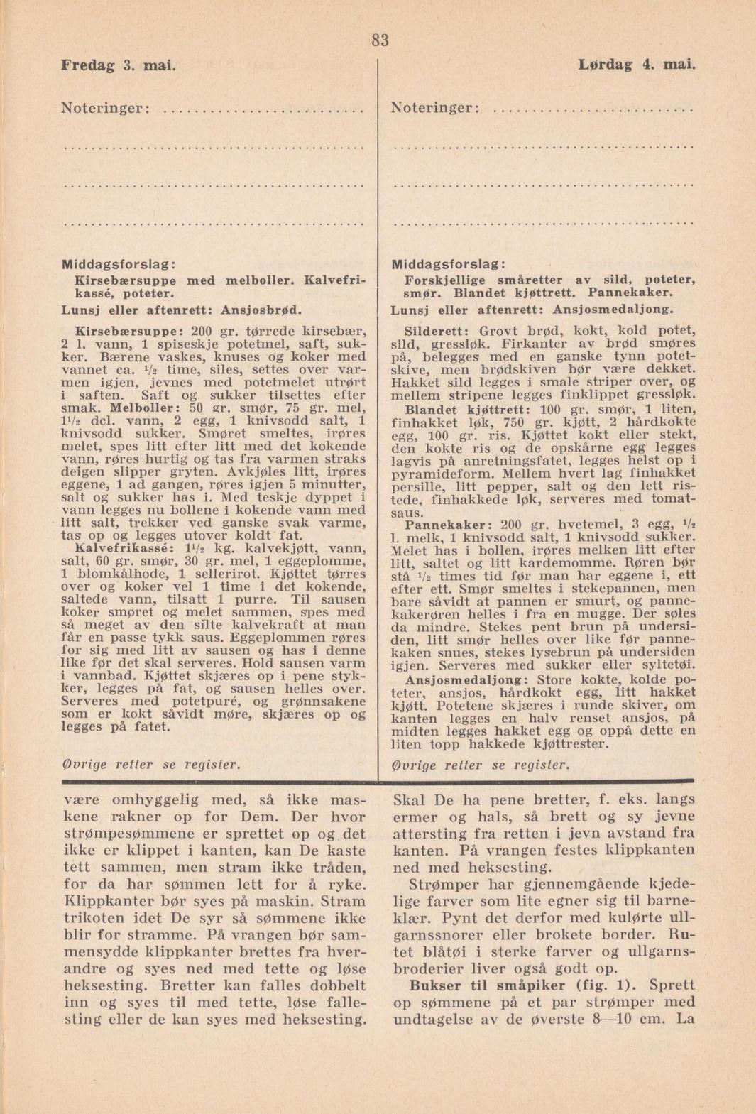Faksimile av almanakksiden 3. mai 1940