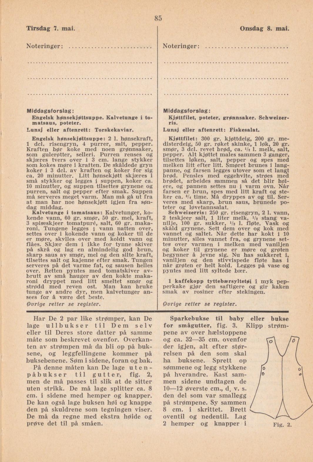 Faksimile av almanakksiden 7. mai 1940