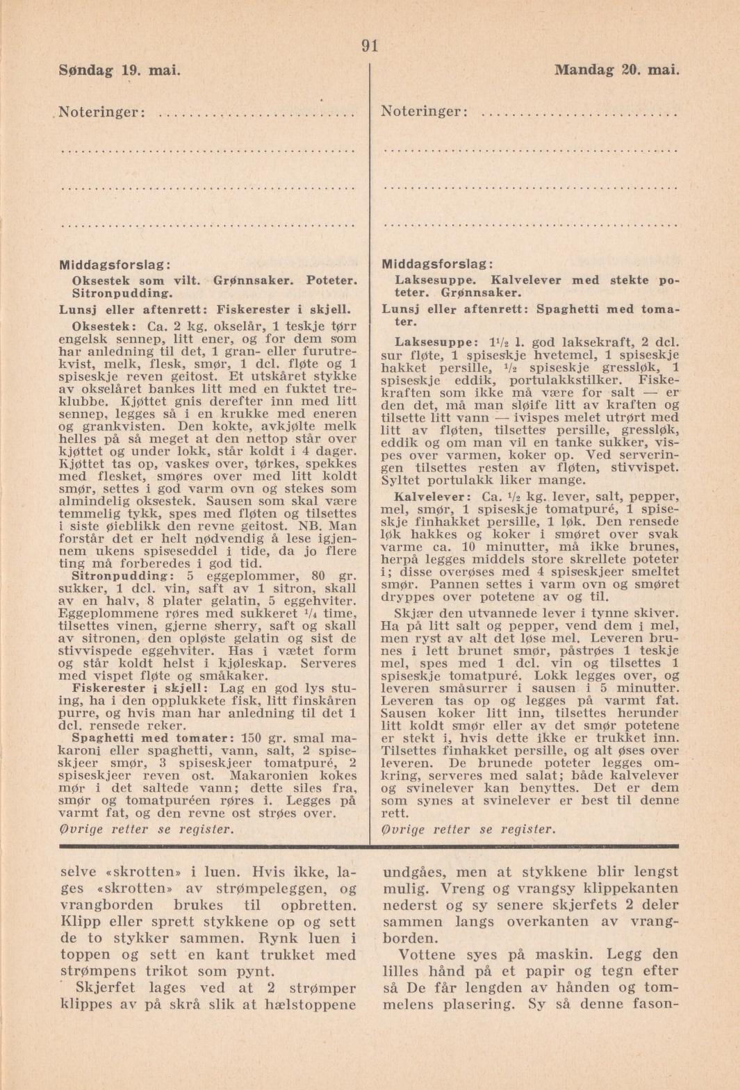Faksimile av almanakksiden 19. mai 1940