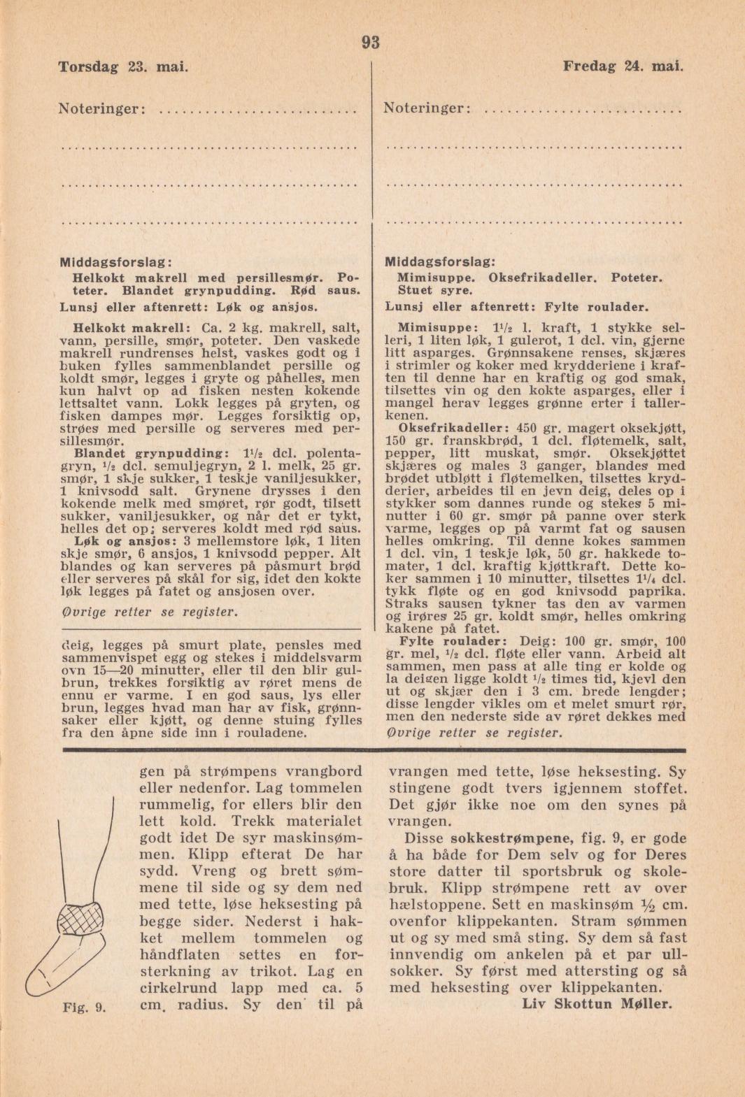 Faksimile av almanakksiden 23. mai 1940
