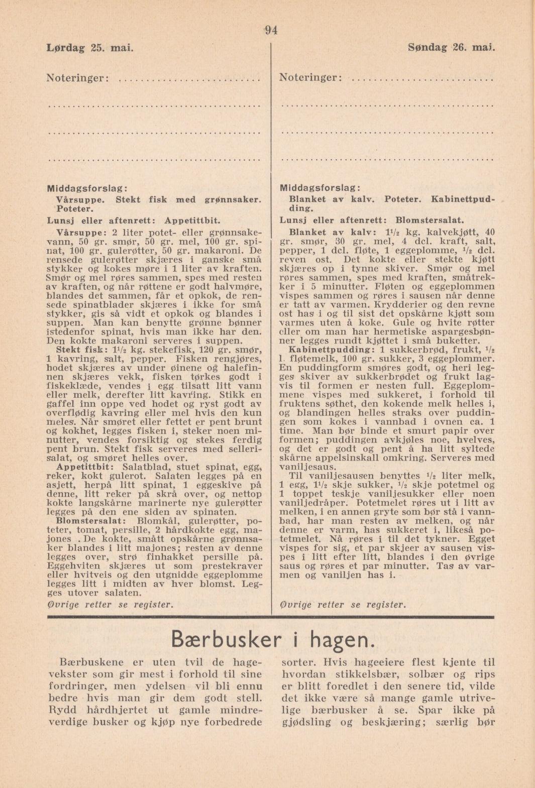 Faksimile av almanakksiden 25. mai 1940