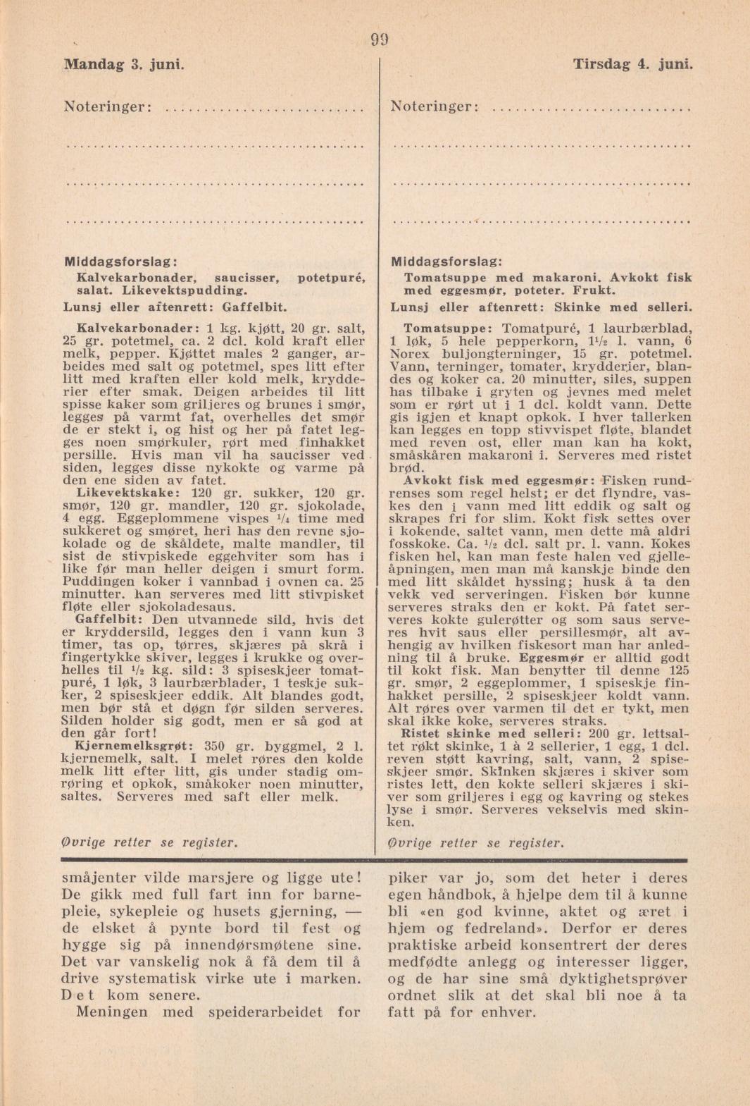 Faksimile av almanakksiden 3. juni 1940