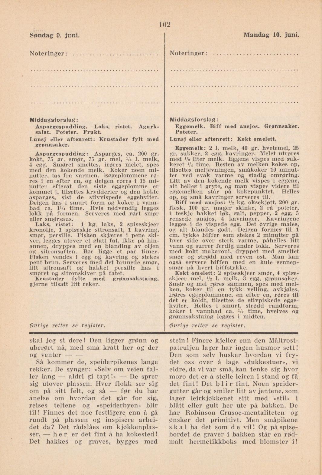Faksimile av almanakksiden 9. juni 1940
