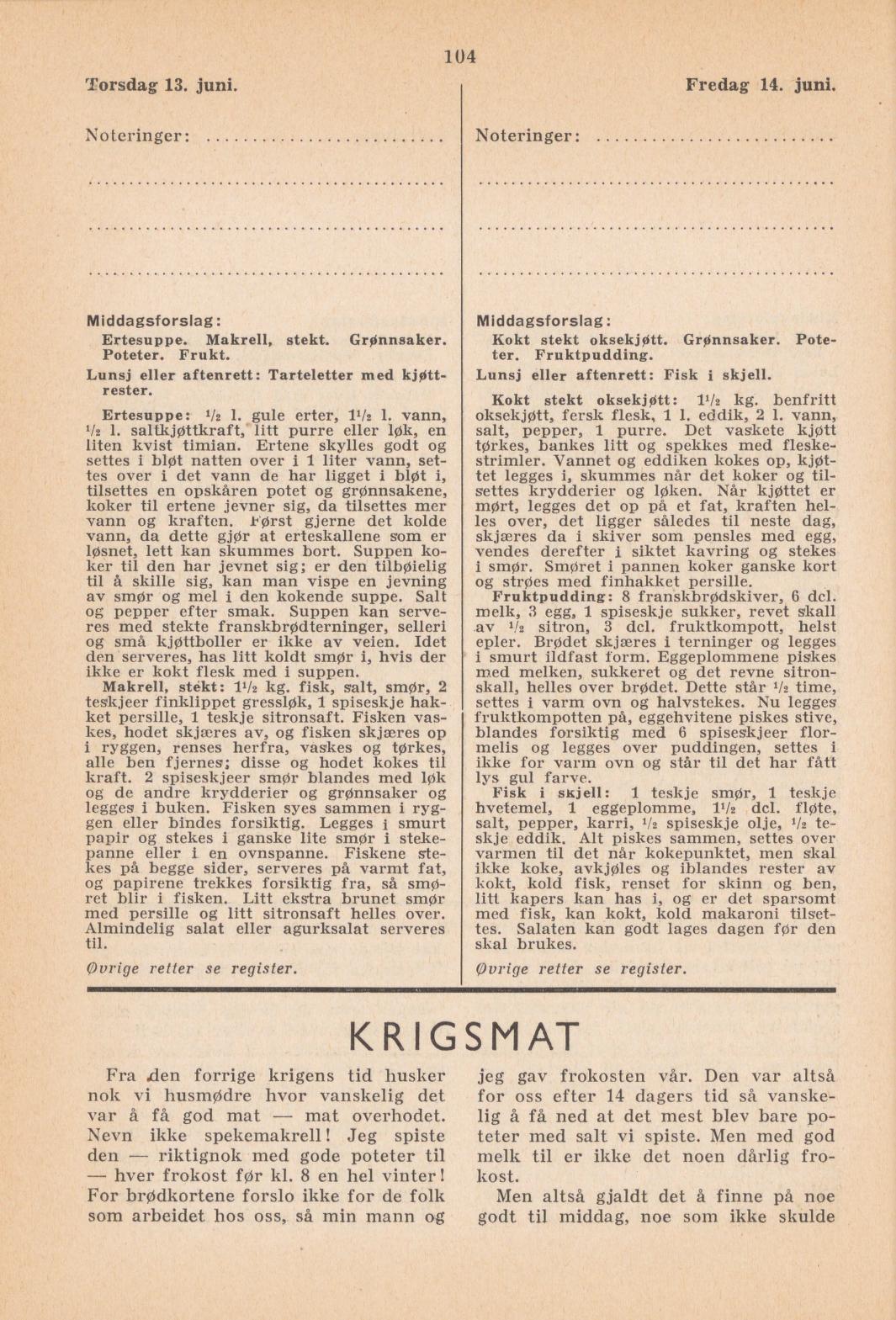 Faksimile av almanakksiden 13. juni 1940