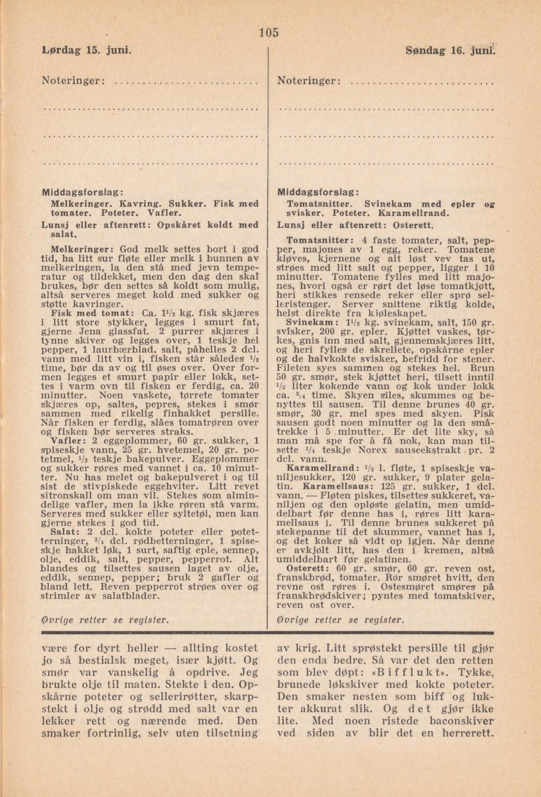Faksimile av almanakksiden 15. juni 1940