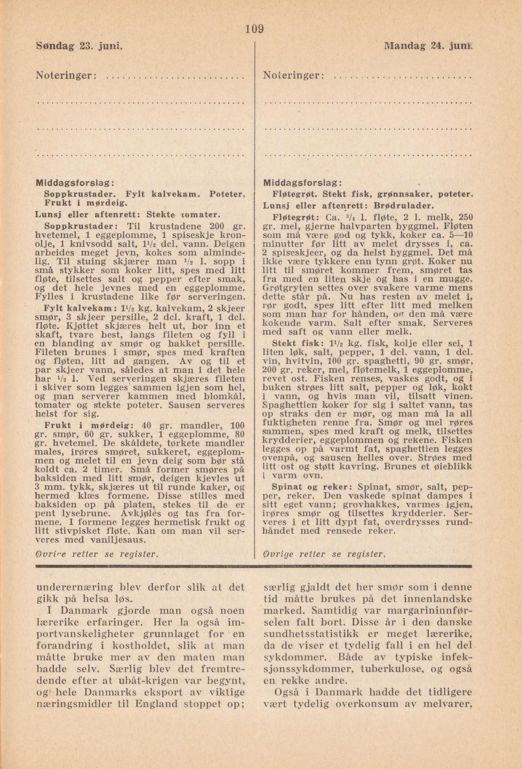 Faksimile av almanakksiden 23. juni 1940