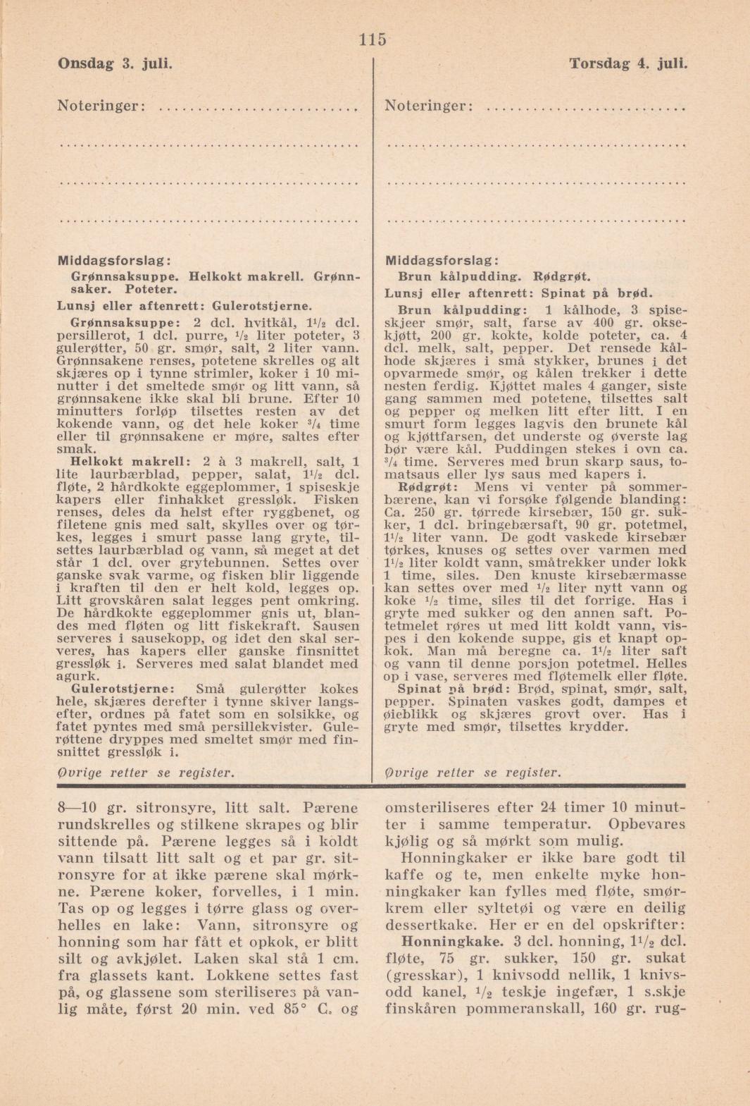 Faksimile av almanakksiden 3. juli 1940