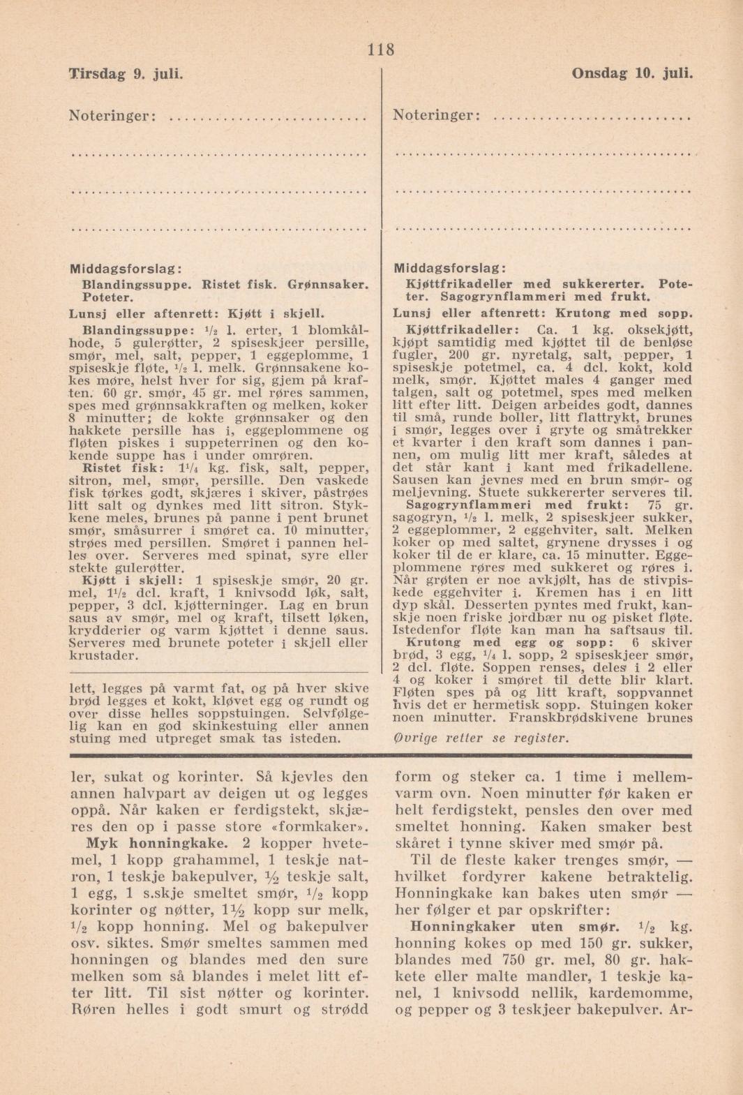 Faksimile av almanakksiden 9. juli 1940