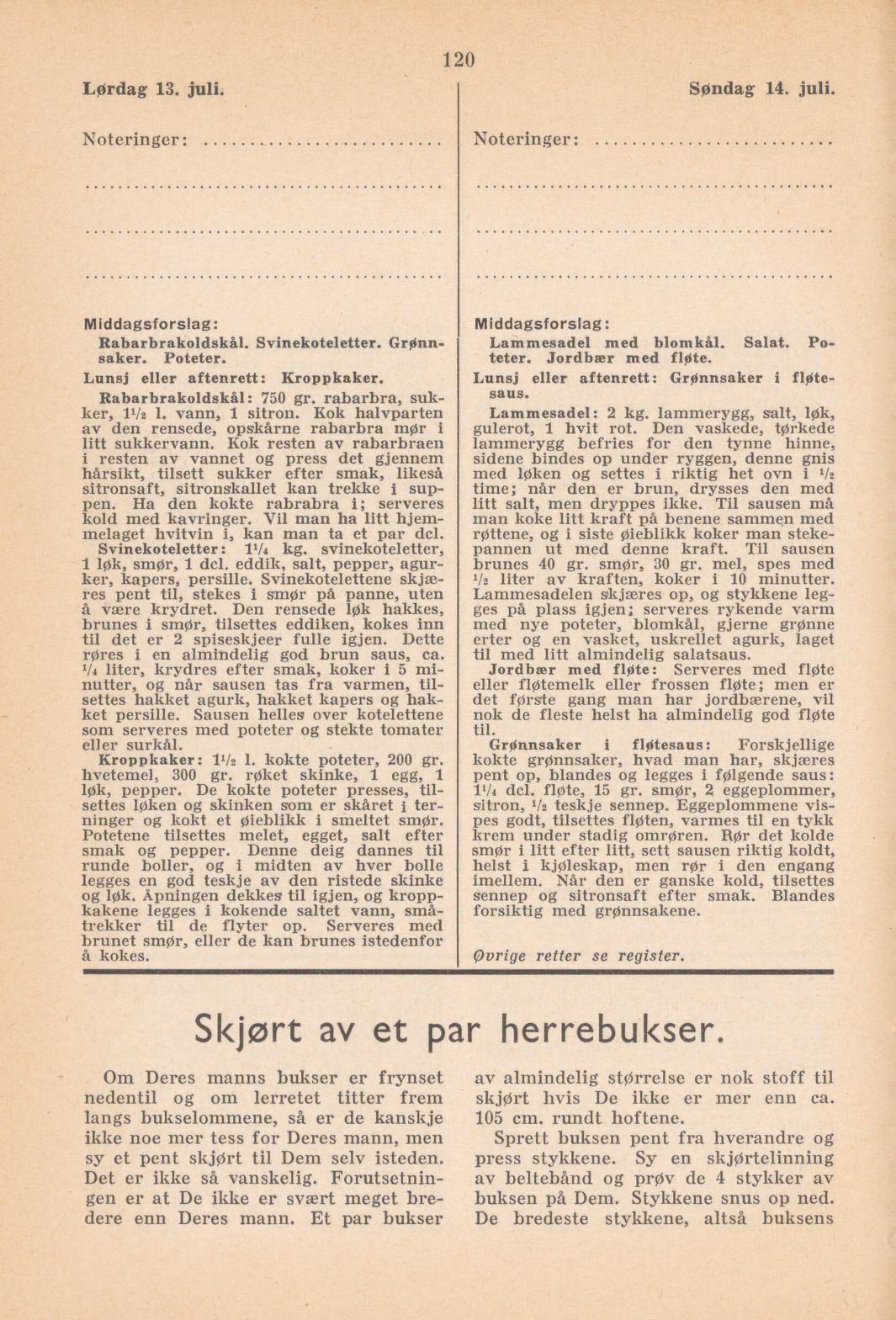 Faksimile av almanakksiden 13. juli 1940