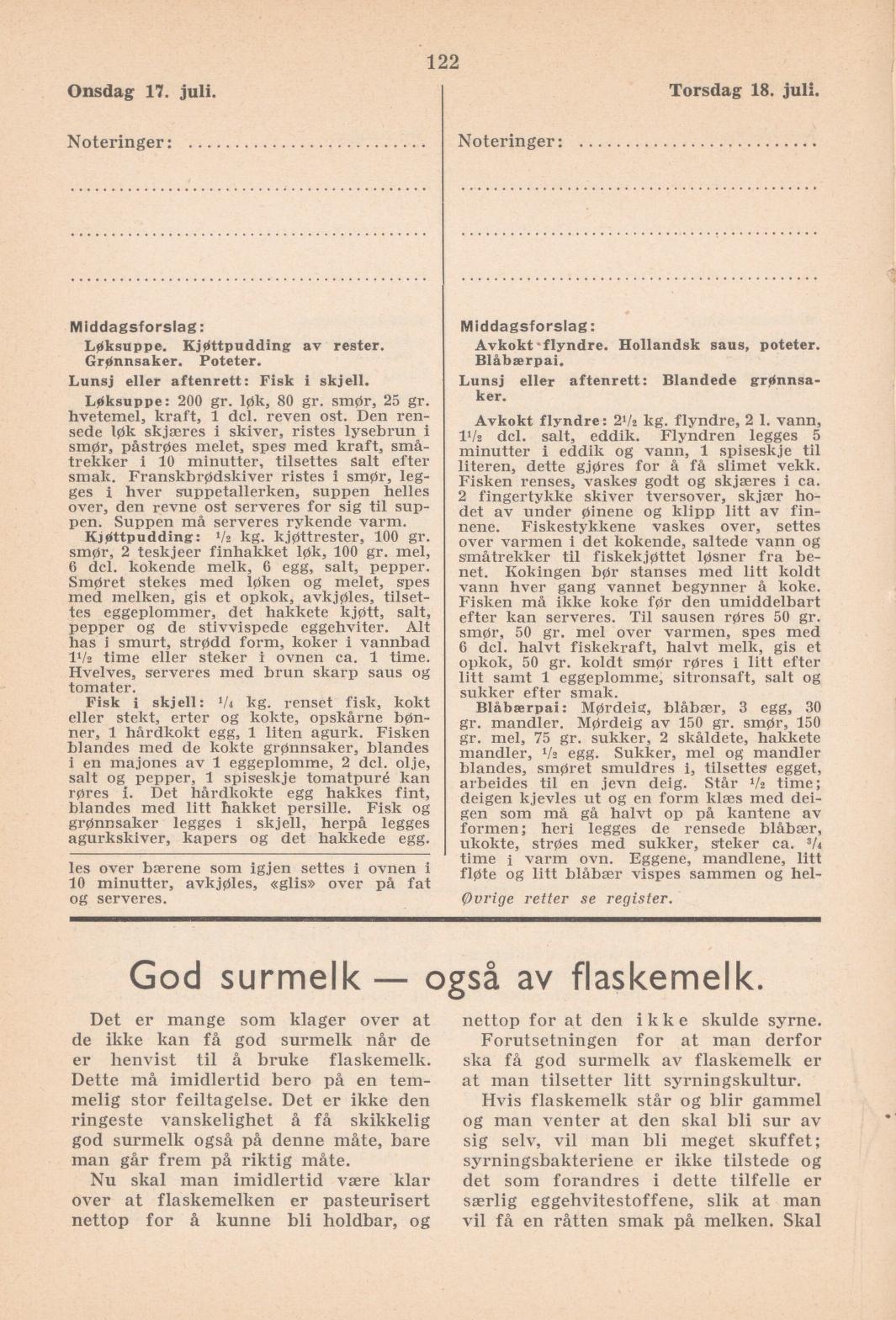Faksimile av almanakksiden 17. juli 1940