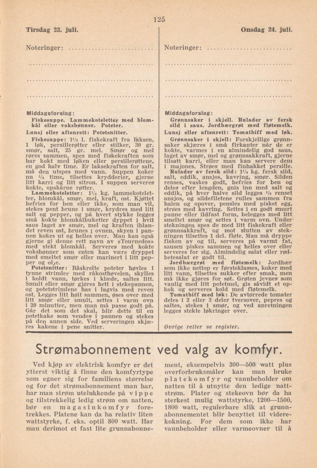 Faksimile av almanakksiden 23. juli 1940