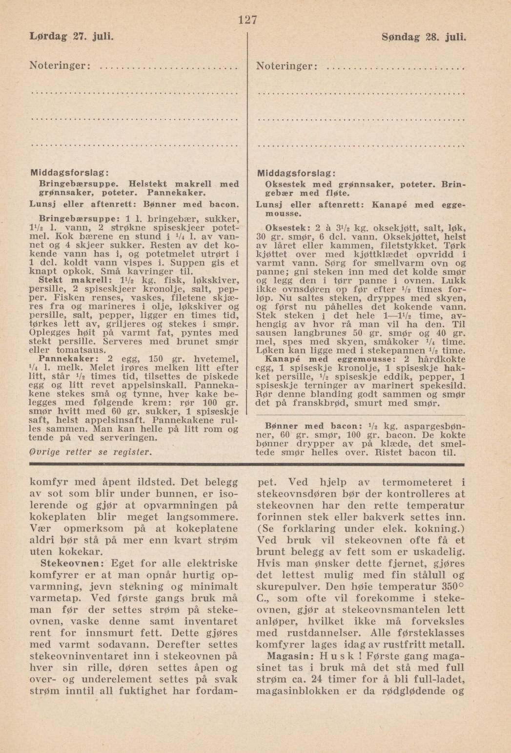 Faksimile av almanakksiden 27. juli 1940