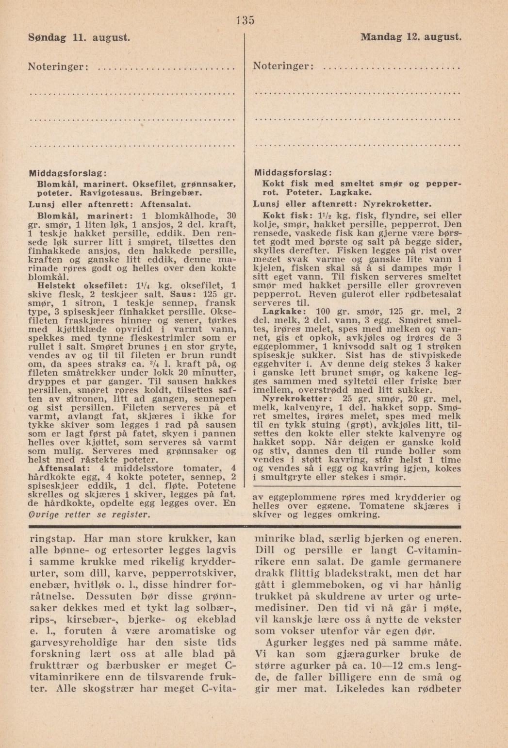 Faksimile av almanakksiden 11. august 1940