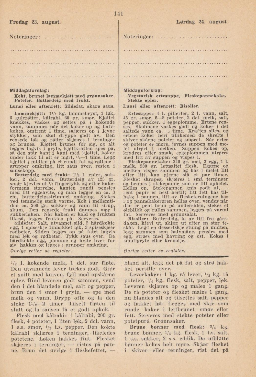 Faksimile av almanakksiden 23. august 1940