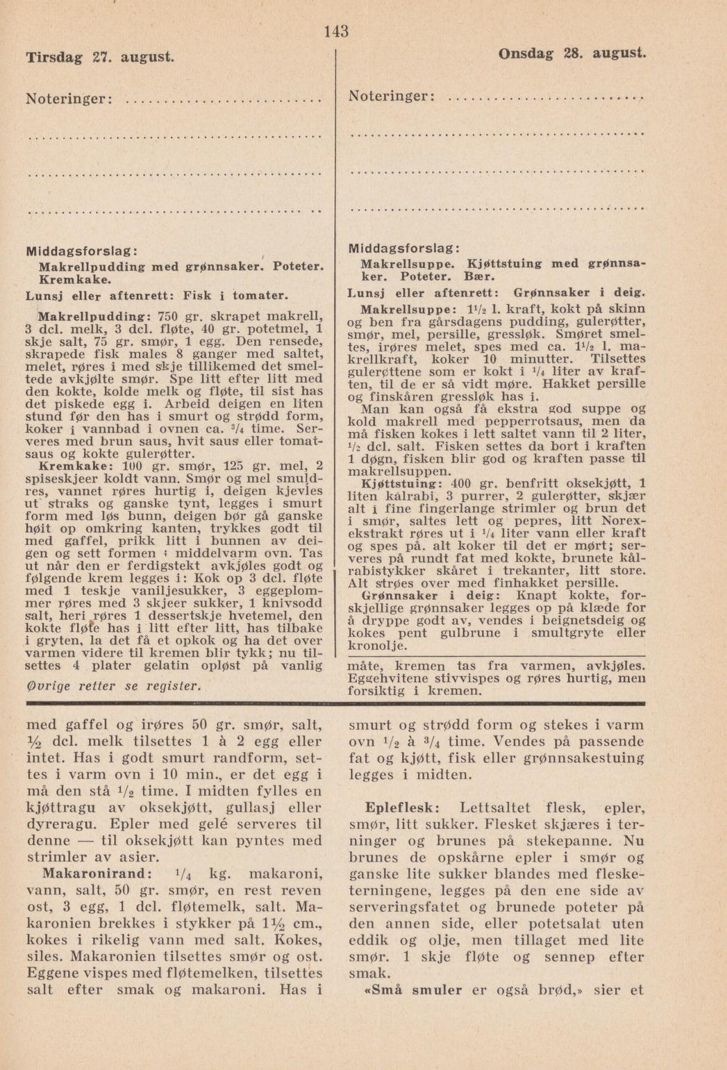 Faksimile av almanakksiden 27. august 1940