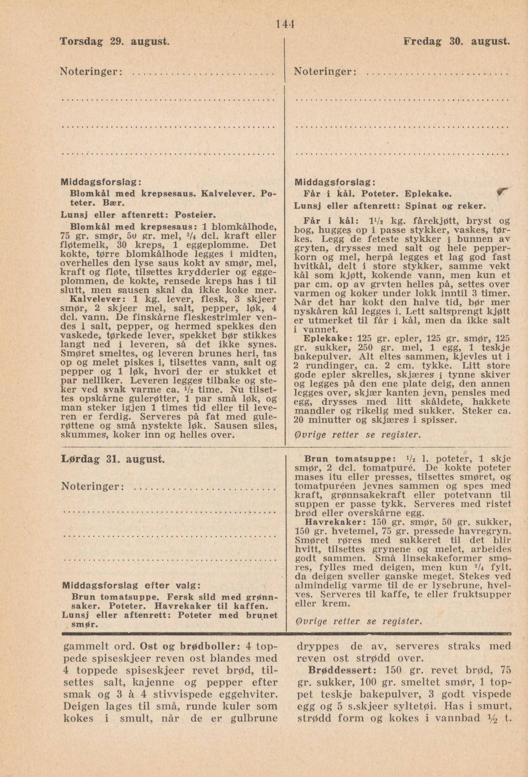 Faksimile av almanakksiden 29. august 1940