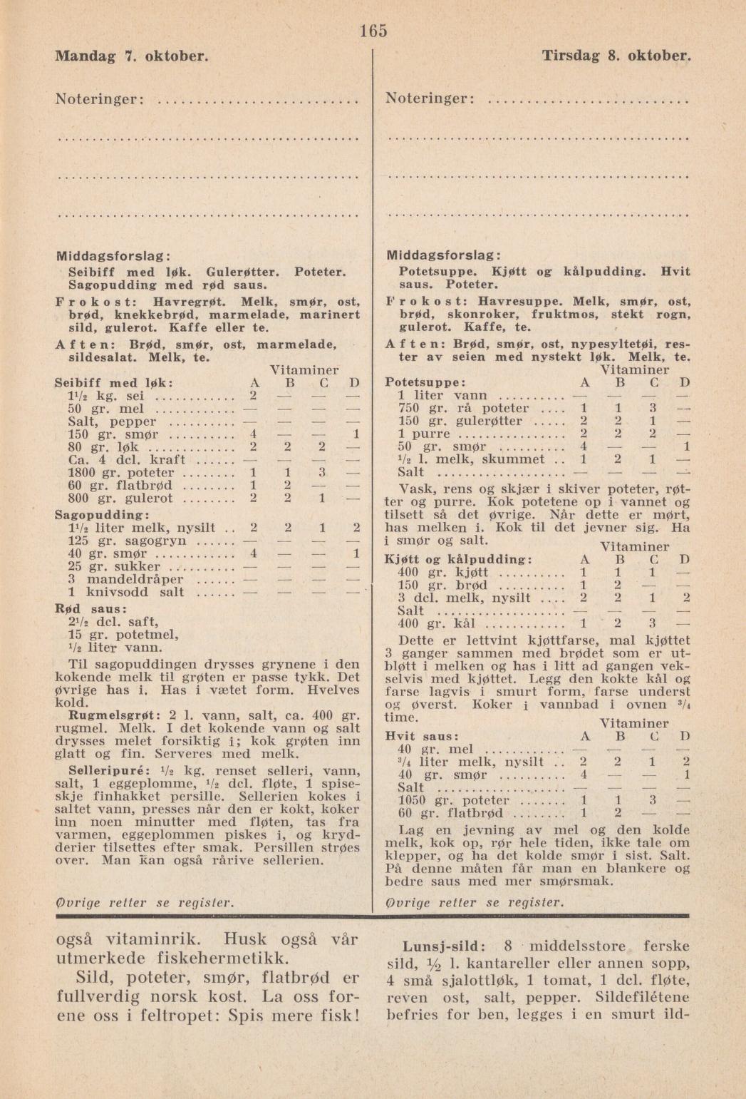 Faksimile av almanakksiden 7. oktober 1940