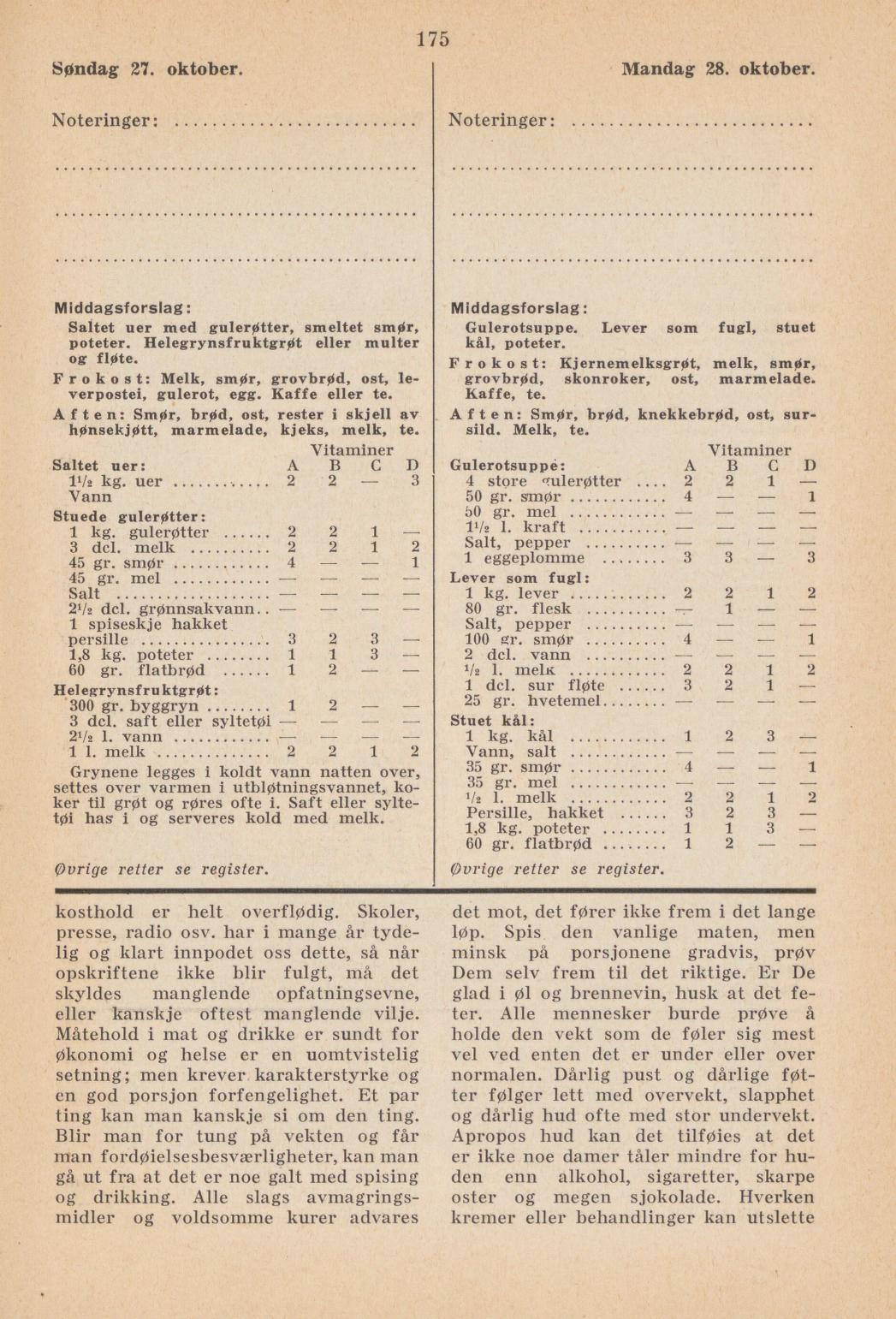 Faksimile av almanakksiden 27. oktober 1940