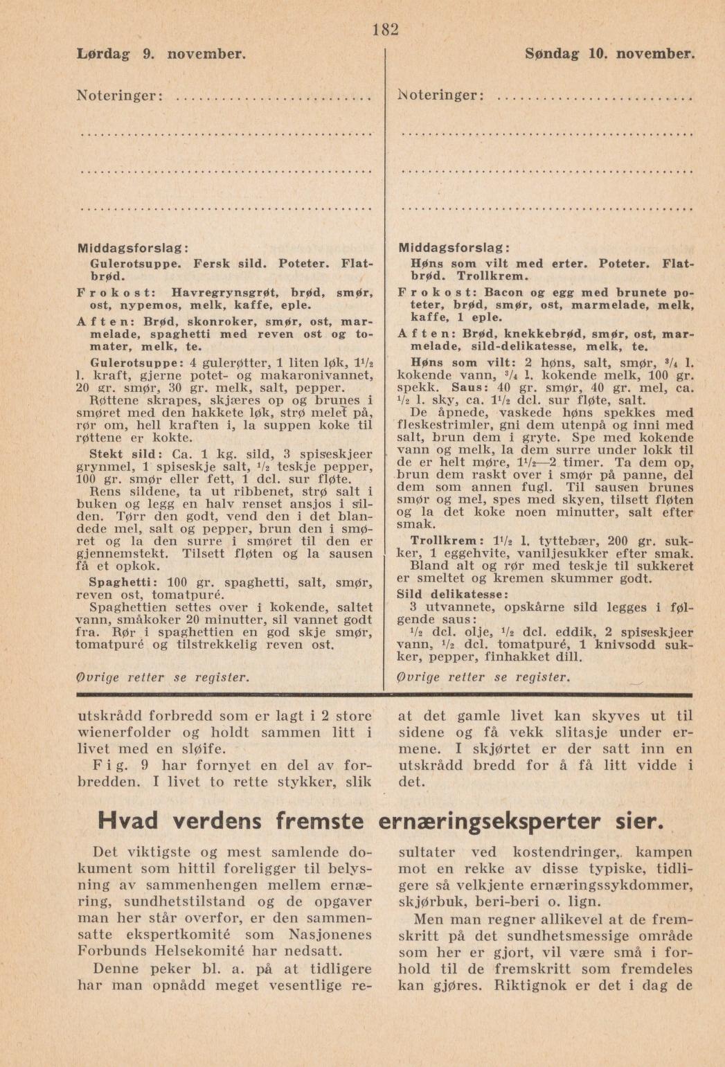 Faksimile av almanakksiden 9. november 1940