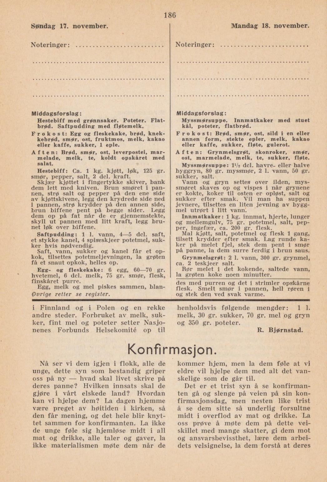 Faksimile av almanakksiden 17. november 1940